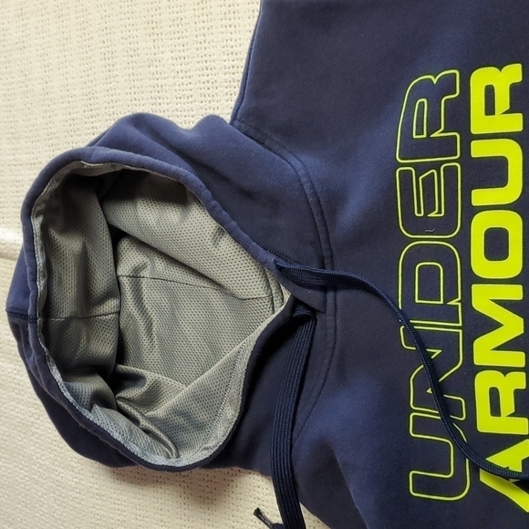 Under Armour‎ Loose Vibrant Logo Blue & Yellow Sz. S/P Hoodie with Pockets - Picture 9 of 10